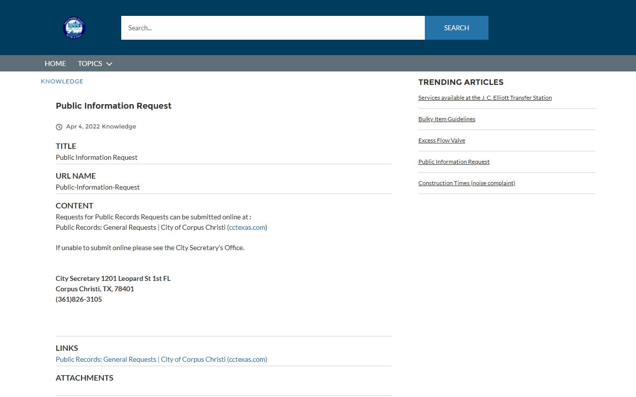 Corpus Christi Residents Directory - Public records request system