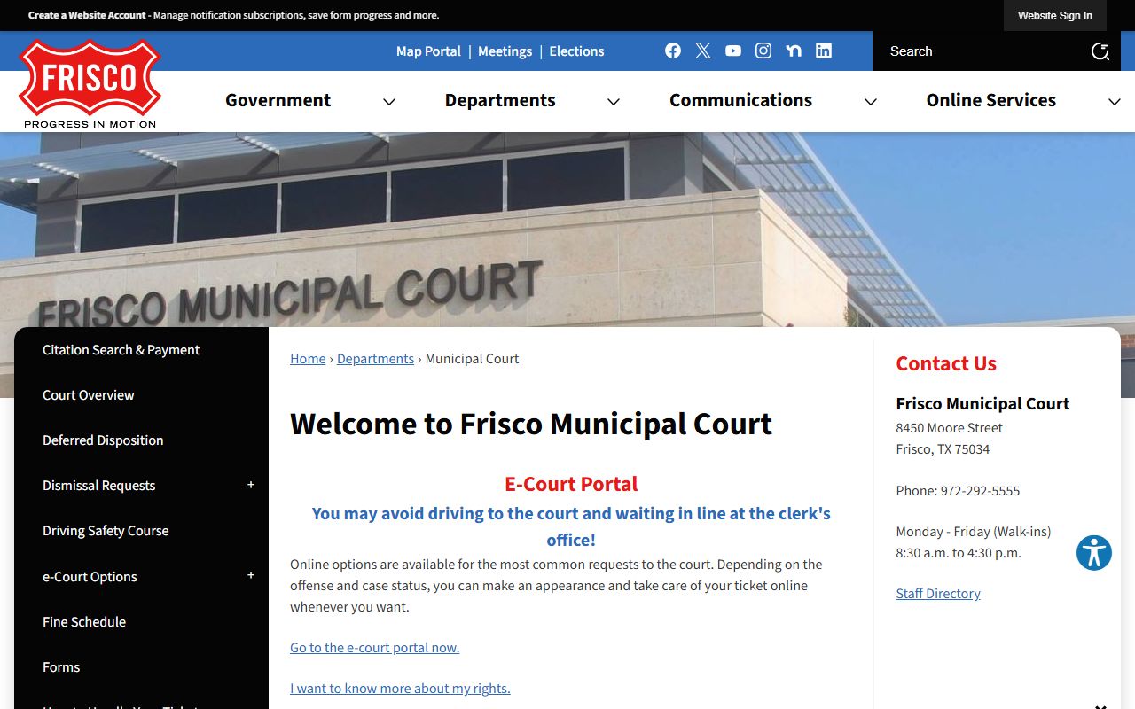 Frisco Residents Directory - Municipal Court online portal
