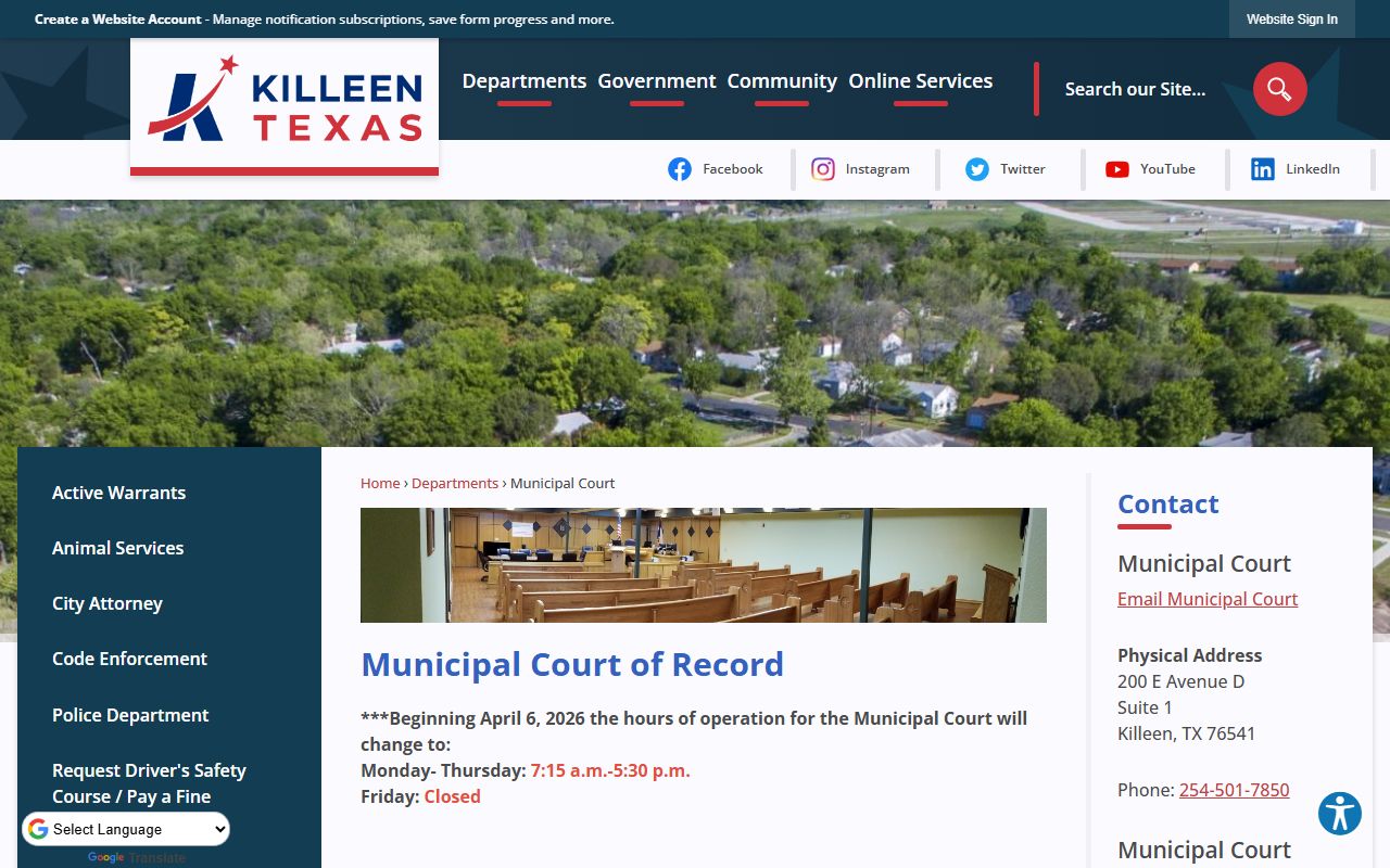 Killeen Residents Directory - Municipal Court online services