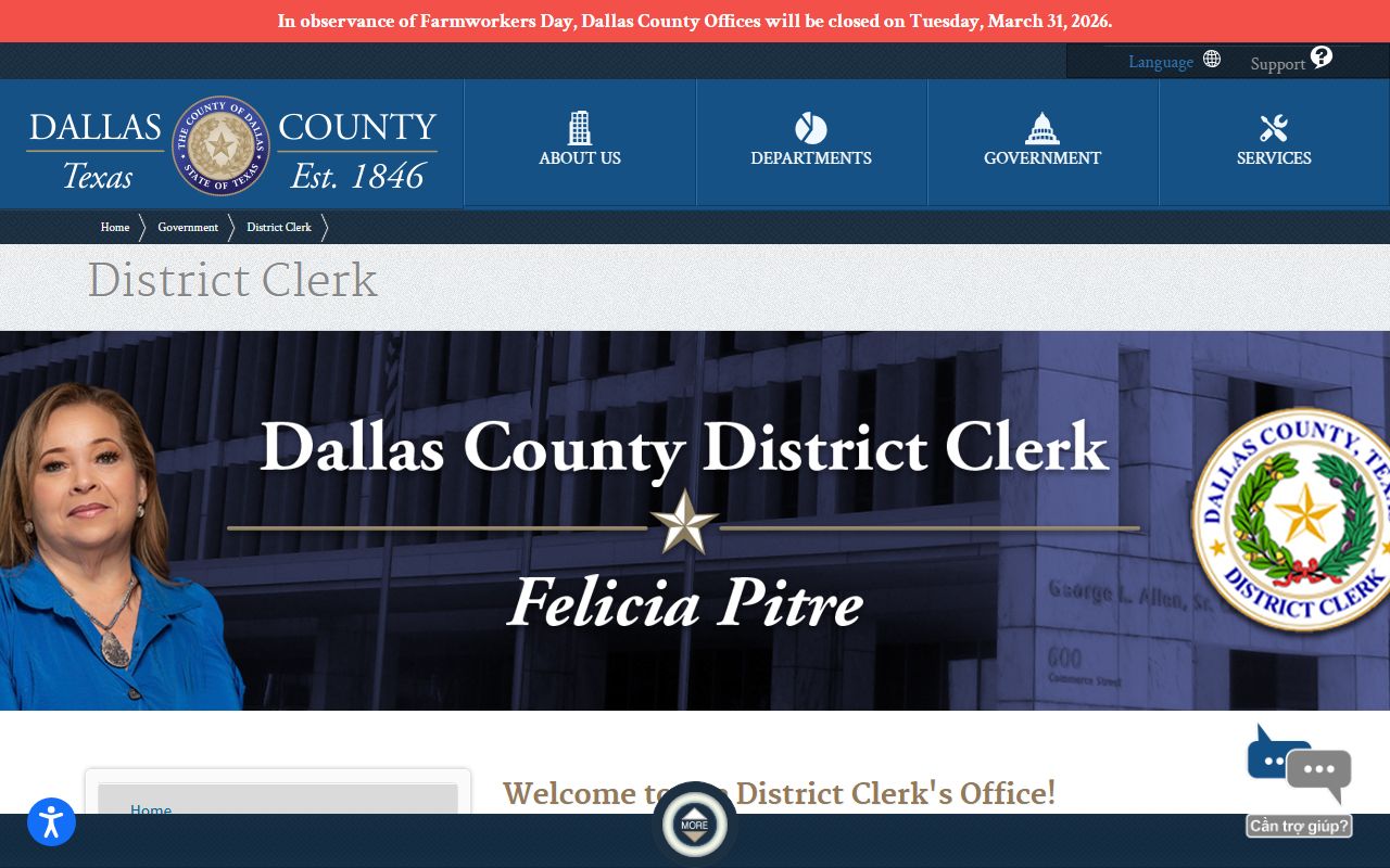 Dallas County District Clerk residents directory court records