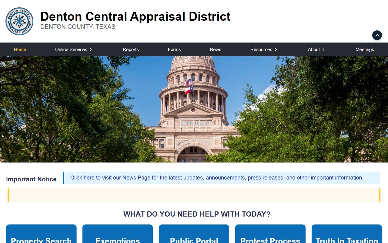 Denton Central Appraisal District property search for Denton County residents directory