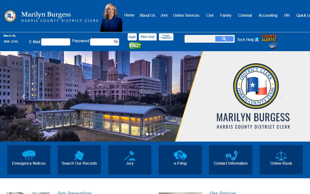 Harris County District Clerk residents directory court records