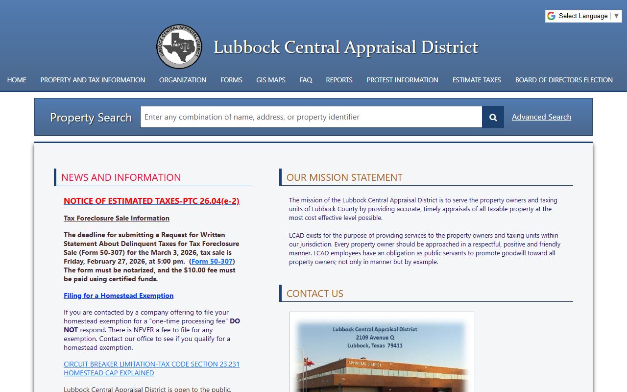 Lubbock County Residents Directory - Lubbock Central Appraisal District property search