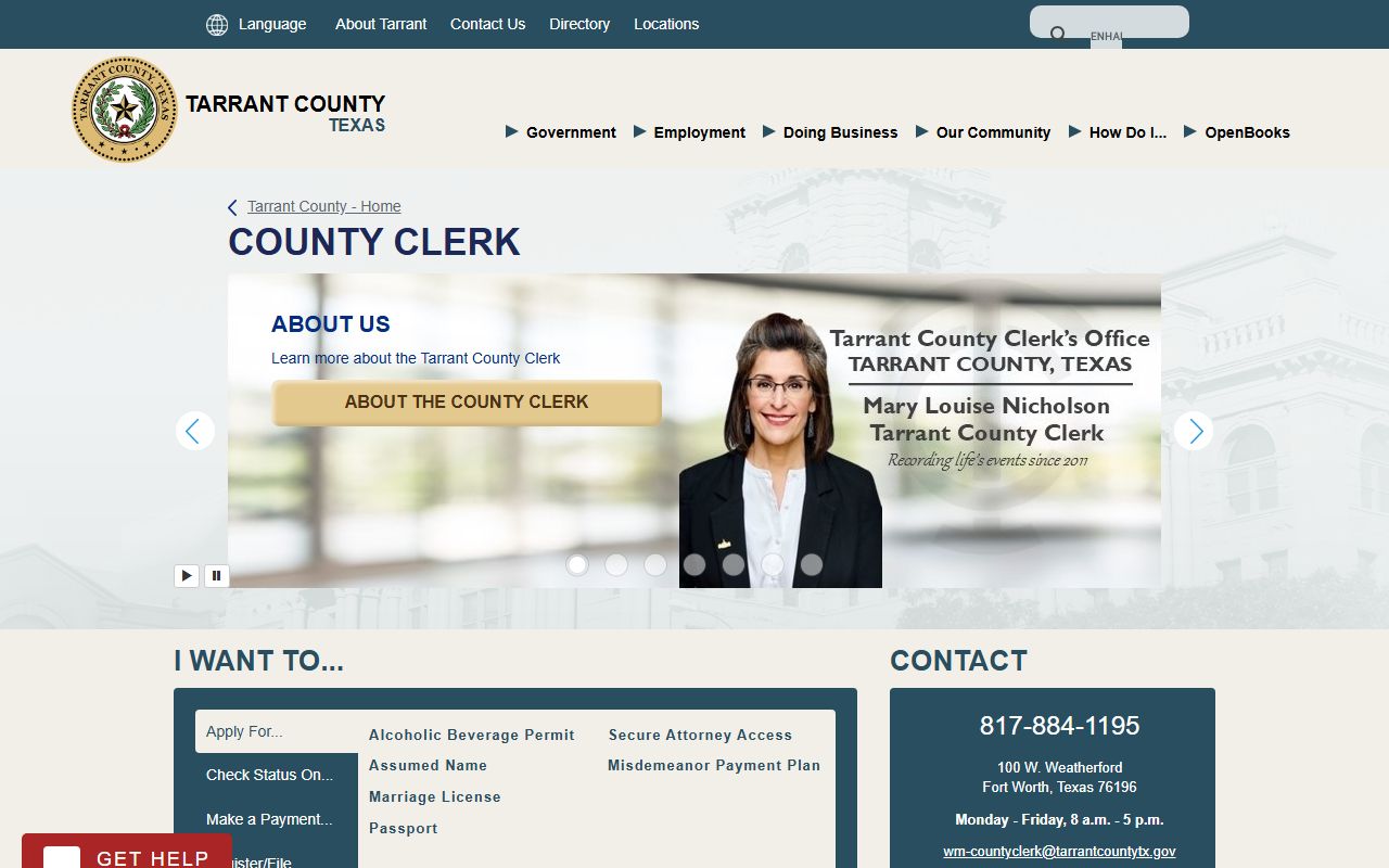 Tarrant County Clerk residents directory search portal