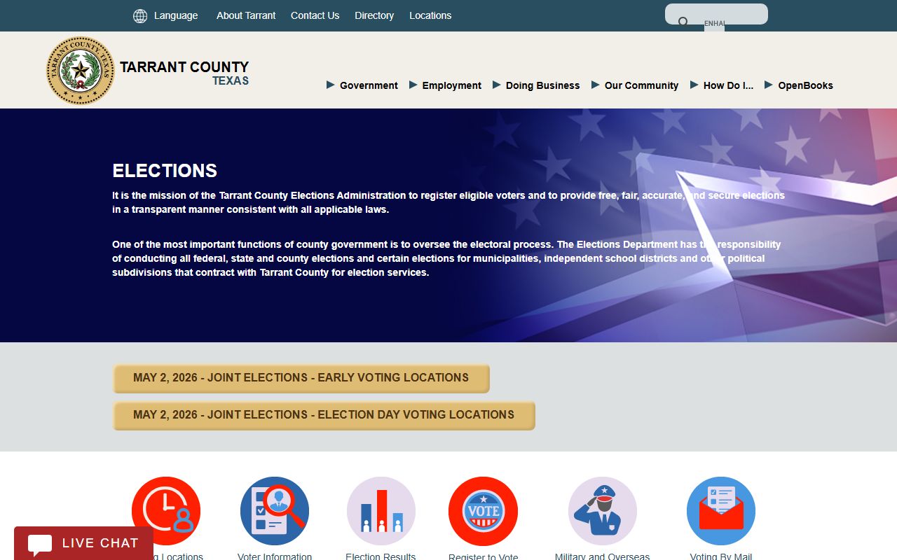 Tarrant County Elections residents directory voter records