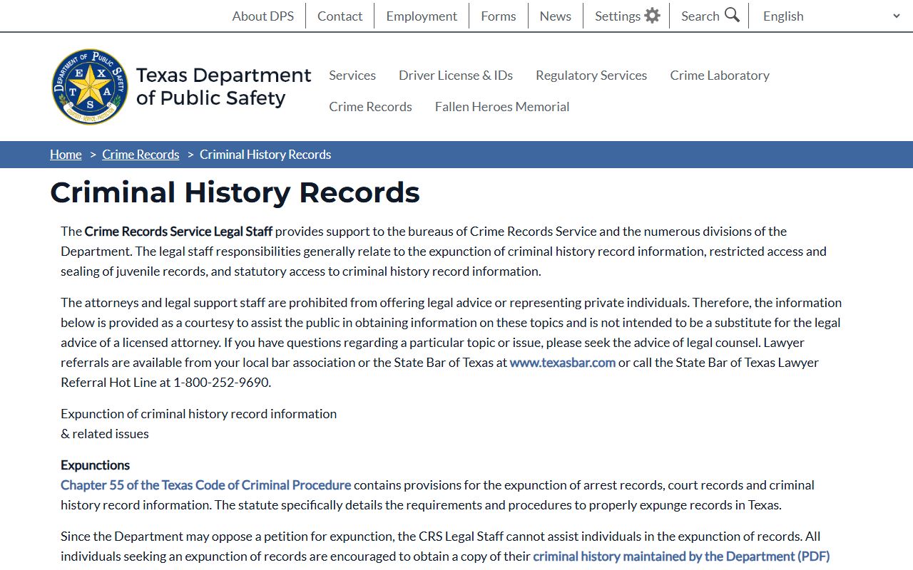 Texas Residents Directory - DPS Criminal History Records