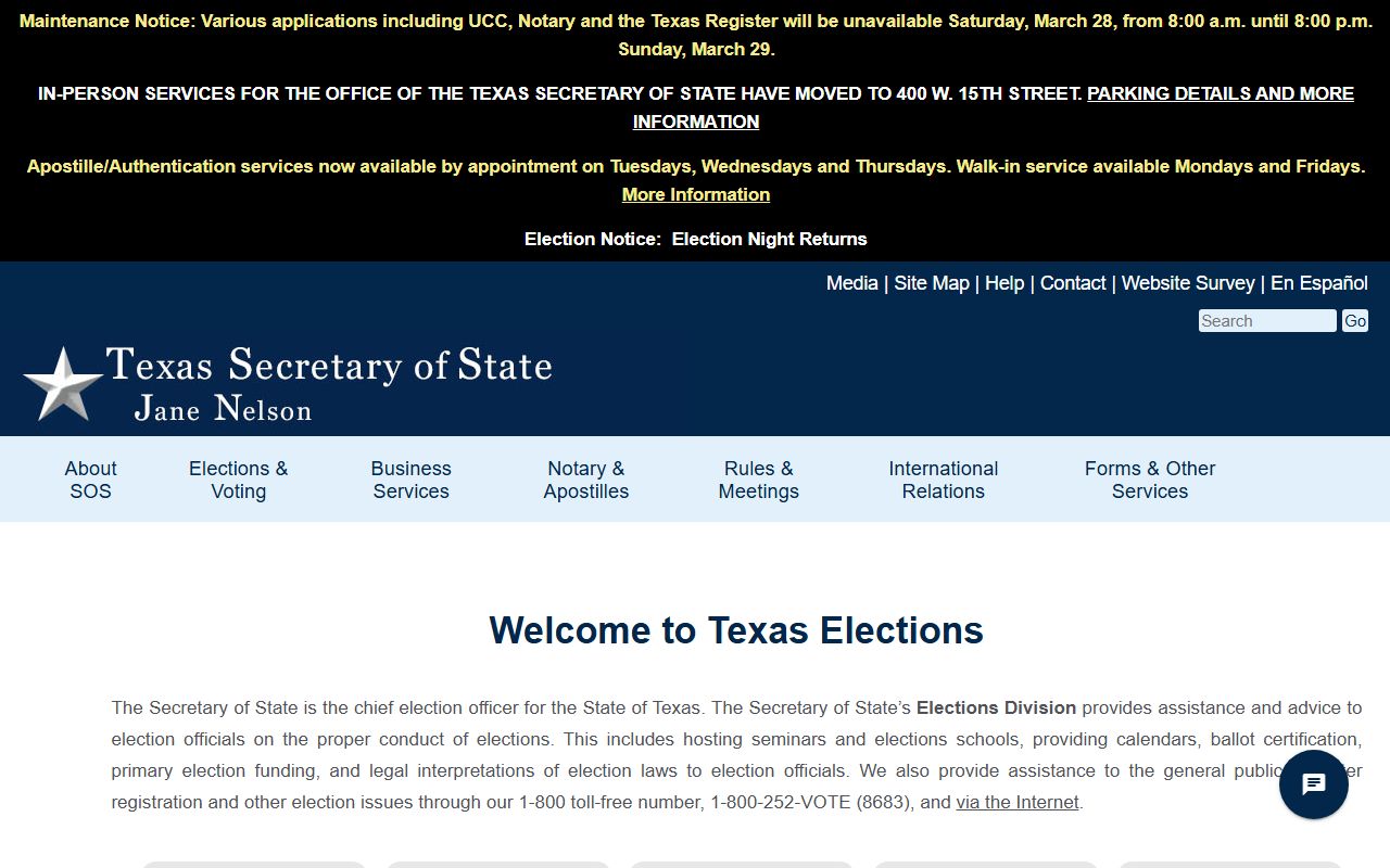 Texas Residents Directory - Secretary of State Elections
